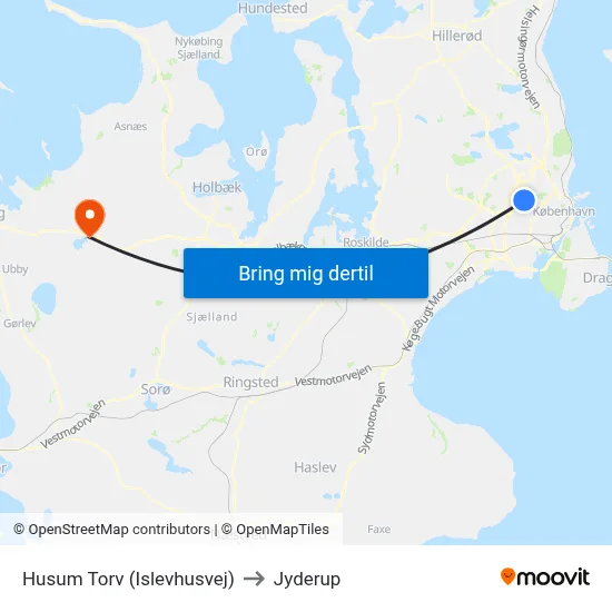 Husum Torv (Islevhusvej) to Jyderup map