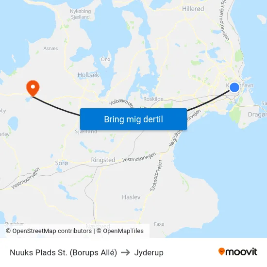 Nuuks Plads St. (Borups Allé) to Jyderup map
