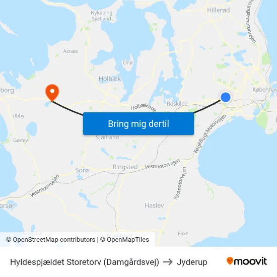 Hyldespjældet Storetorv (Damgårdsvej) to Jyderup map