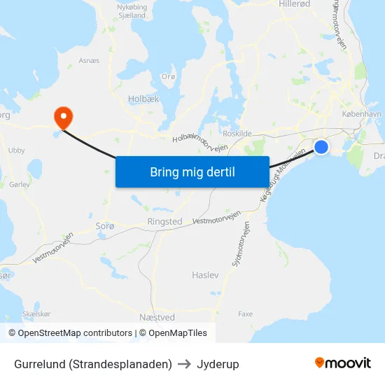 Gurrelund (Strandesplanaden) to Jyderup map