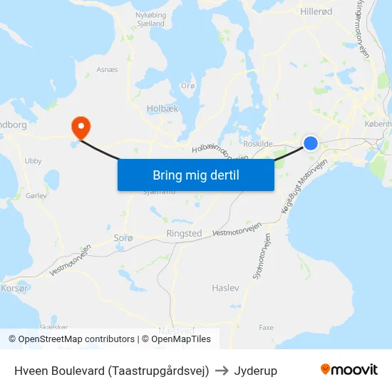 Hveen Boulevard (Taastrupgårdsvej) to Jyderup map