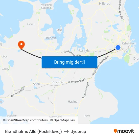 Brandholms Allé (Roskildevej) to Jyderup map