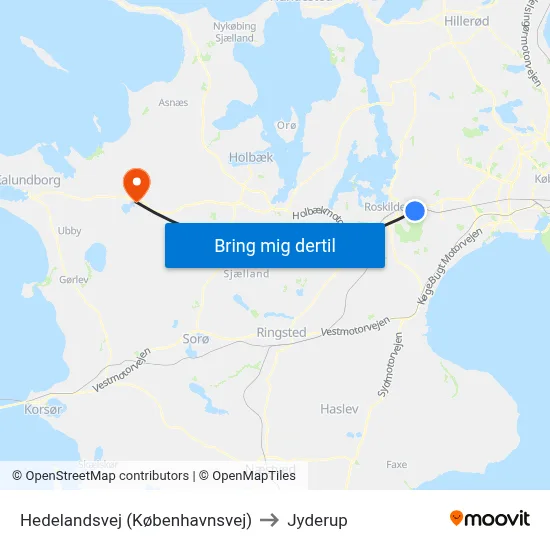 Hedelandsvej (Københavnsvej) to Jyderup map