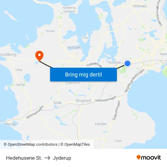Hedehusene St. to Jyderup map