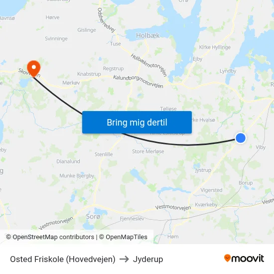 Osted Friskole (Hovedvejen) to Jyderup map