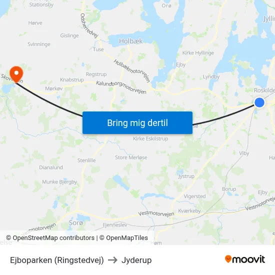 Ejboparken (Ringstedvej) to Jyderup map
