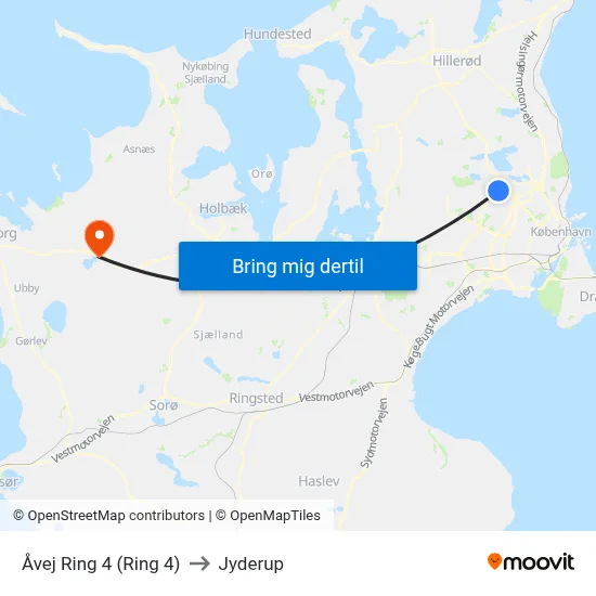 Åvej Ring 4 (Ring 4) to Jyderup map