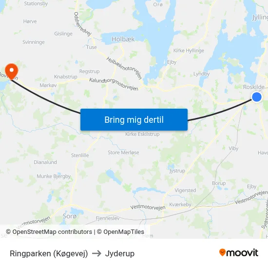 Ringparken (Køgevej) to Jyderup map