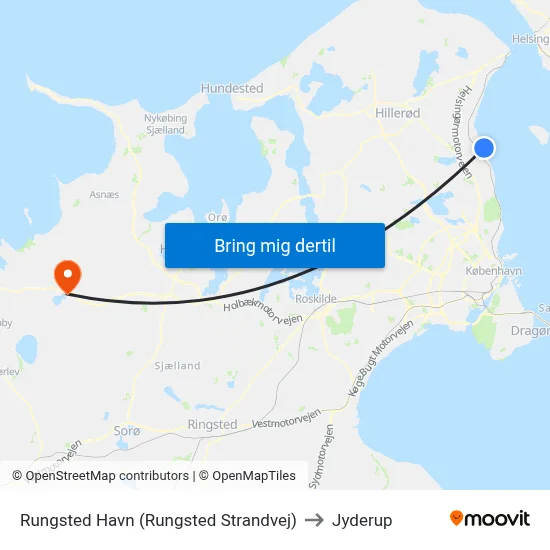 Rungsted Havn (Rungsted Strandvej) to Jyderup map