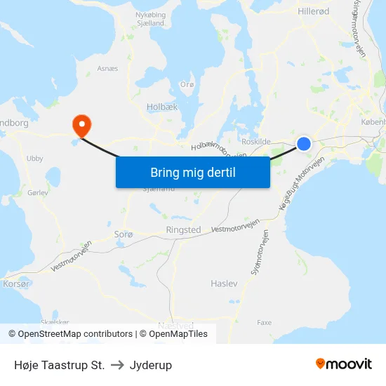 Høje Taastrup St. to Jyderup map