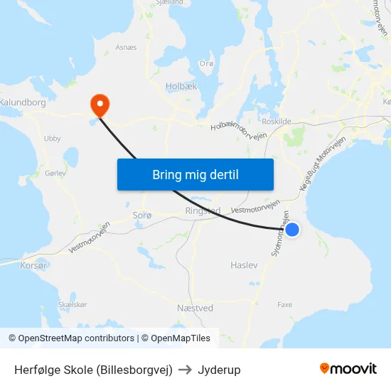 Herfølge Skole (Billesborgvej) to Jyderup map