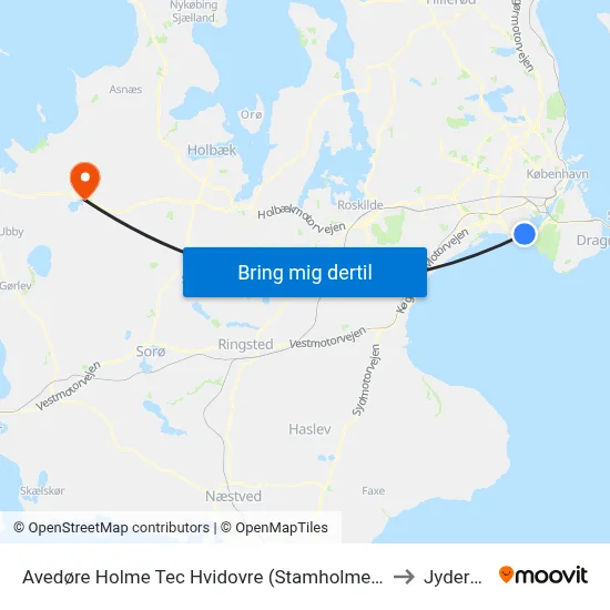 Avedøre Holme Tec Hvidovre (Stamholmen) to Jyderup map