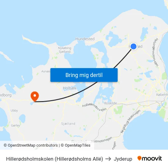 Hillerødsholmskolen (Hillerødsholms Allé) to Jyderup map