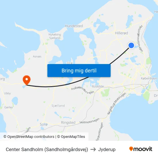 Center Sandholm (Sandholmgårdsvej) to Jyderup map