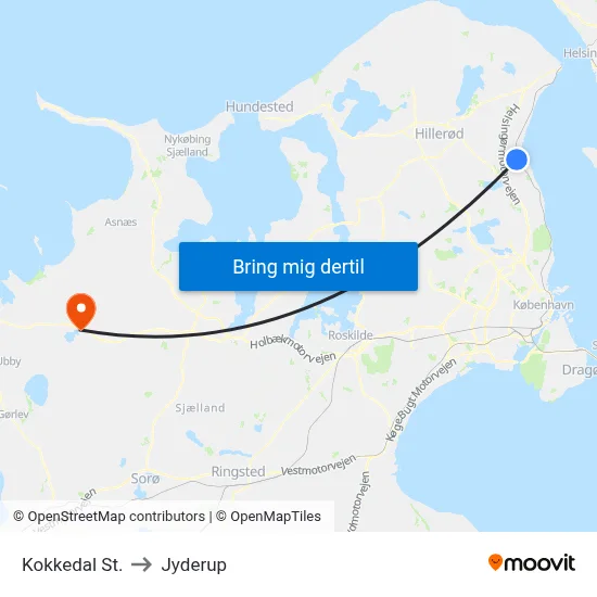 Kokkedal St. to Jyderup map