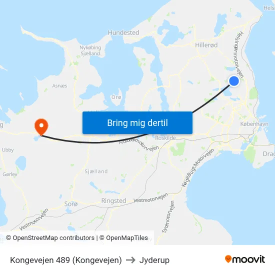 Kongevejen 489 (Kongevejen) to Jyderup map