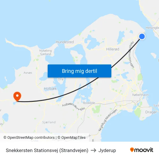 Snekkersten Stationsvej (Strandvejen) to Jyderup map