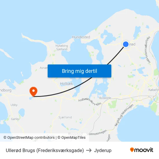 Ullerød Brugs (Frederiksværksgade) to Jyderup map