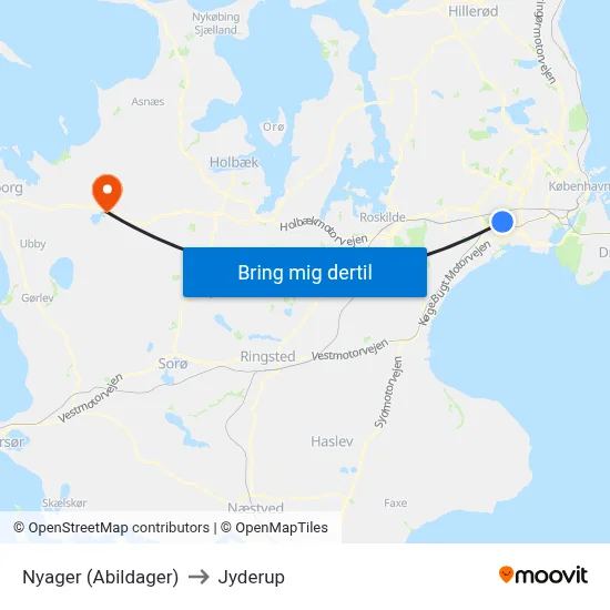 Nyager (Abildager) to Jyderup map