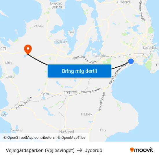 Vejlegårdsparken (Vejlesvinget) to Jyderup map