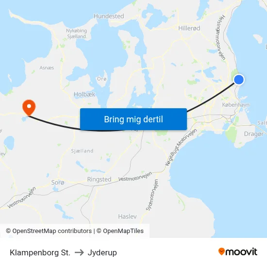 Klampenborg St. to Jyderup map