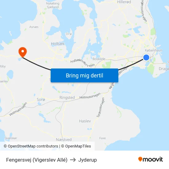 Fengersvej (Vigerslev Allé) to Jyderup map