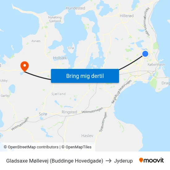 Gladsaxe Møllevej (Buddinge Hovedgade) to Jyderup map