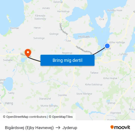 Bigårdsvej (Ejby Havnevej) to Jyderup map