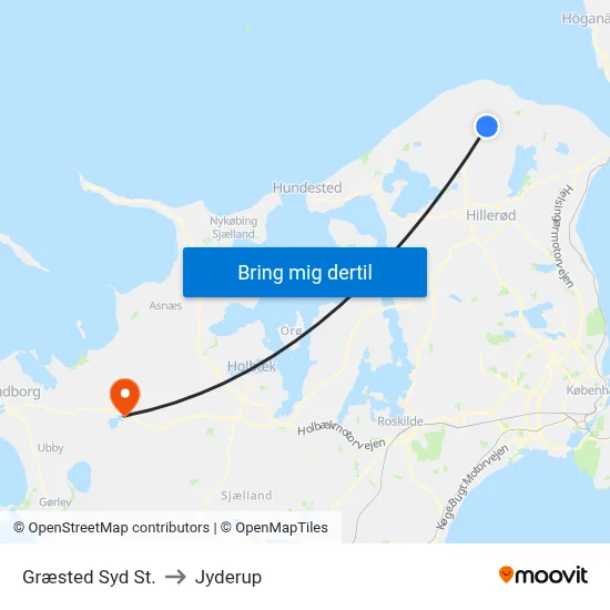 Græsted Syd St. to Jyderup map