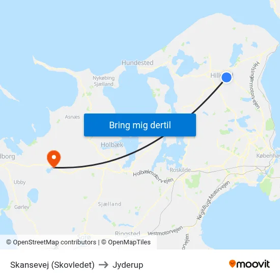 Skansevej (Skovledet) to Jyderup map