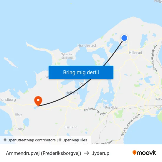 Ammendrupvej (Frederiksborgvej) to Jyderup map