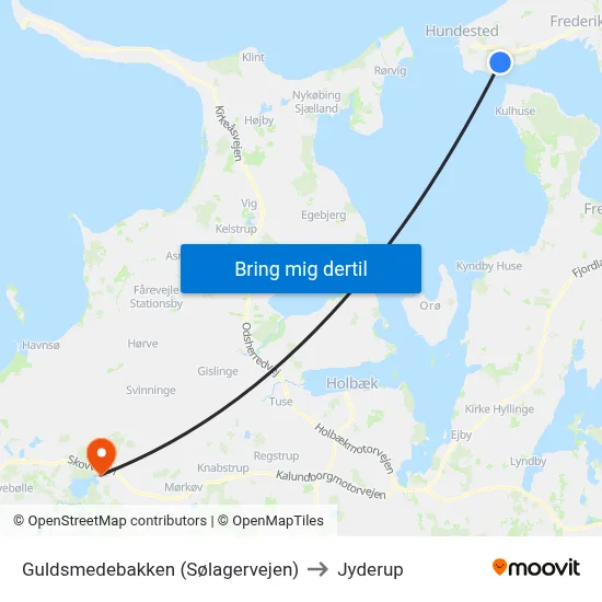 Guldsmedebakken (Sølagervejen) to Jyderup map