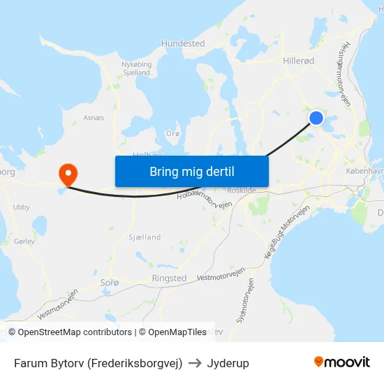 Farum Bytorv (Frederiksborgvej) to Jyderup map