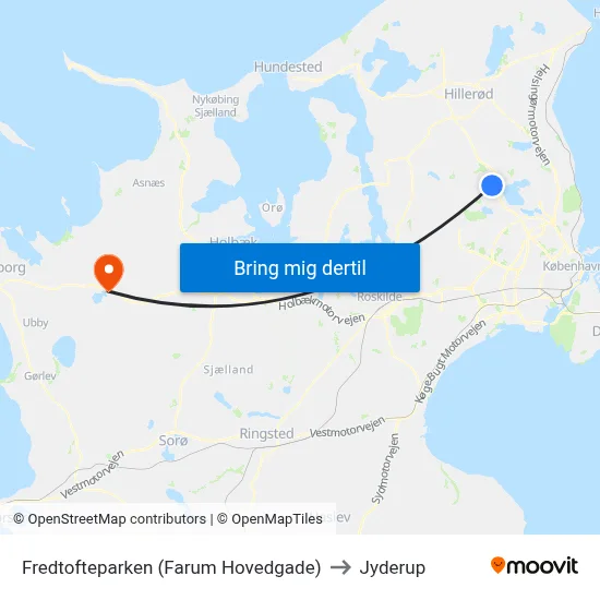 Fredtofteparken (Farum Hovedgade) to Jyderup map