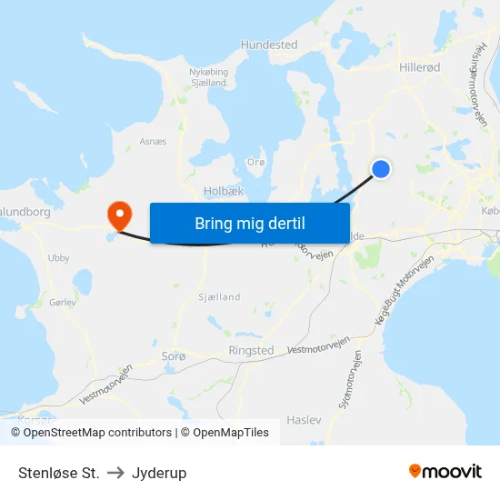 Stenløse St. to Jyderup map