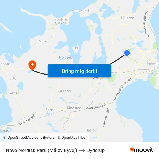 Novo Nordisk Park (Måløv Byvej) to Jyderup map