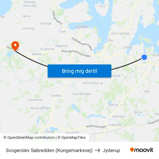 Svogerslev Søbredden (Kongemarksvej) to Jyderup map