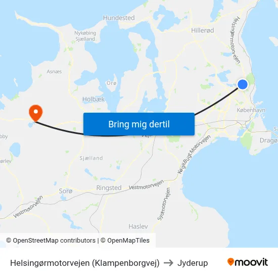 Helsingørmotorvejen (Klampenborgvej) to Jyderup map