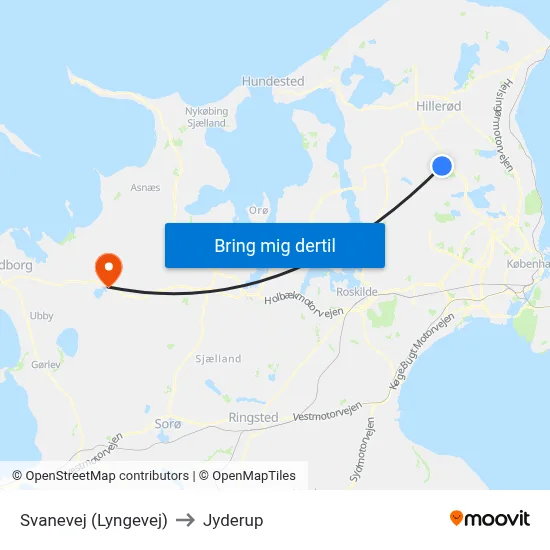 Svanevej (Lyngevej) to Jyderup map