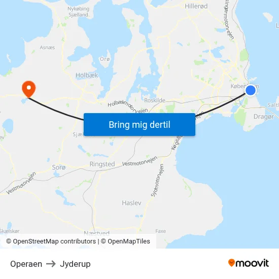Operaen to Jyderup map