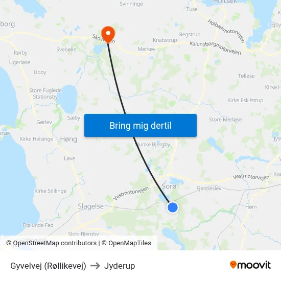 Gyvelvej (Røllikevej) to Jyderup map