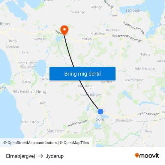 Elmebjergvej to Jyderup map