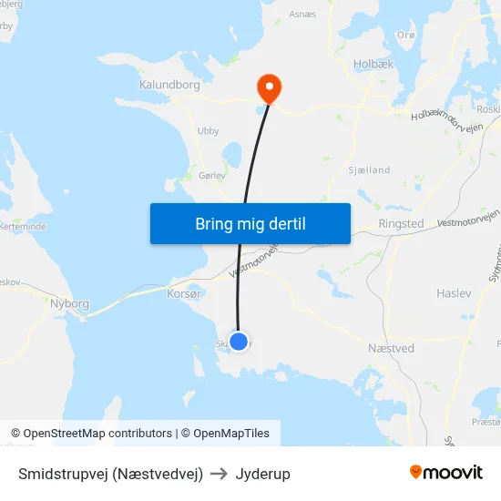 Smidstrupvej (Næstvedvej) to Jyderup map