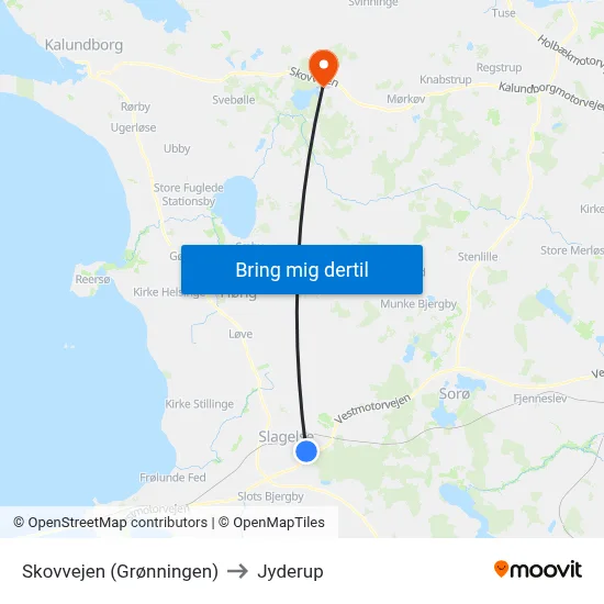 Skovvejen (Grønningen) to Jyderup map