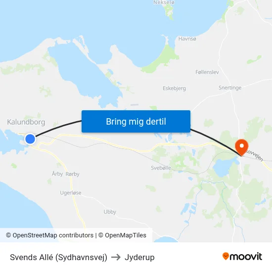 Svends Allé (Sydhavnsvej) to Jyderup map