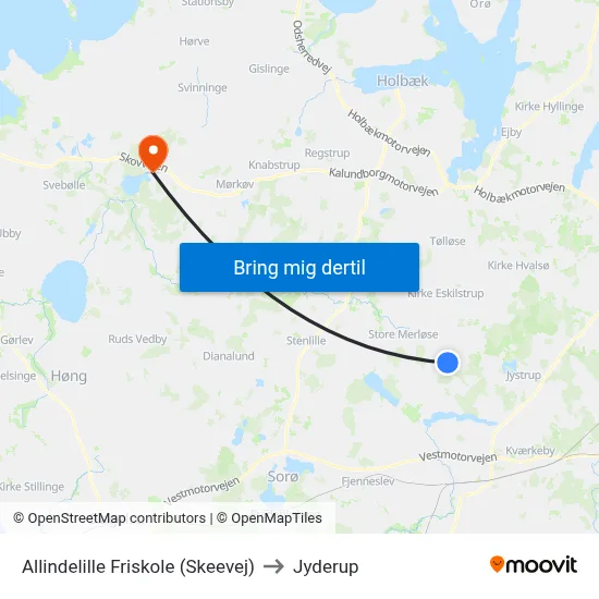 Allindelille Friskole (Skeevej) to Jyderup map