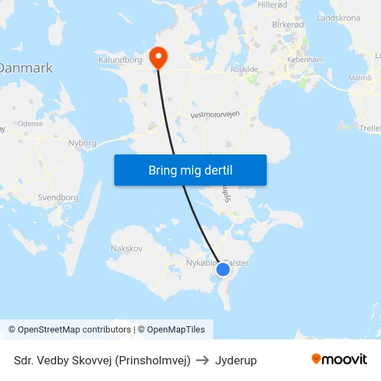 Sdr. Vedby Skovvej (Prinsholmvej) to Jyderup map