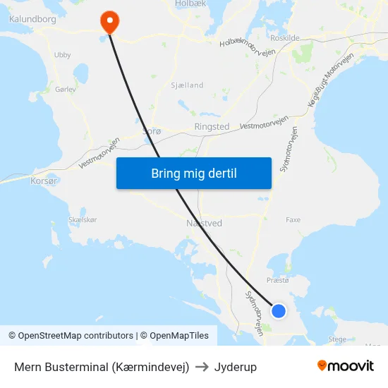 Mern Busterminal (Kærmindevej) to Jyderup map