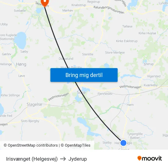 Irisvænget (Helgesvej) to Jyderup map