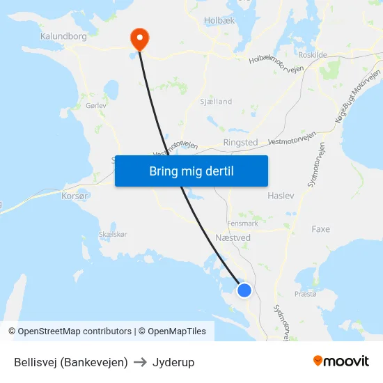 Bellisvej (Bankevejen) to Jyderup map